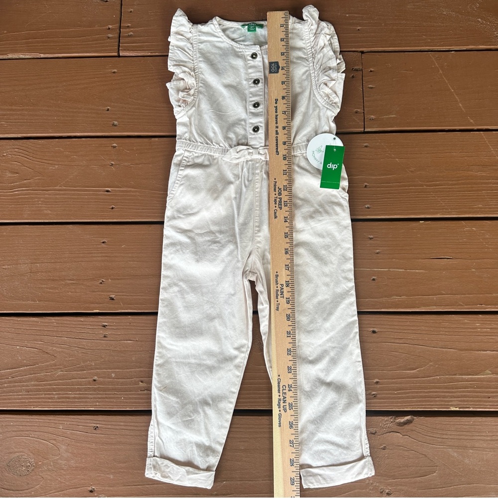 dip Cream Button-Up Ruffle Jumpsuit - Picture 5 of 9